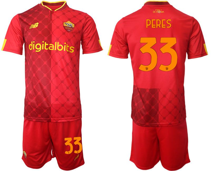 Men 2022-2023 Club AS Rome home red 33 Soccer Jersey